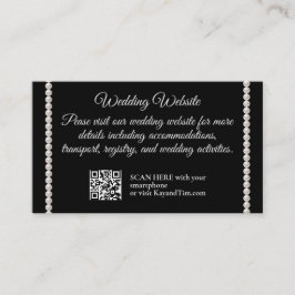 Tarjeta De Recepción Boda blanco y negro con perlas