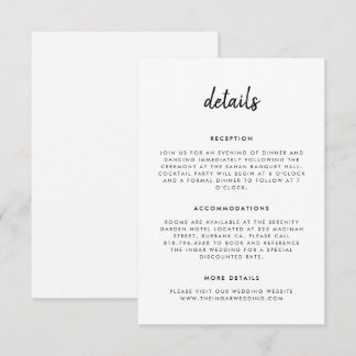 Tarjeta De Recepción Boda blanco y negro de escritura simple moderna