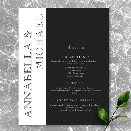 Tarjeta De Recepción Boda Blanco y Negro de Tipografía Moderna