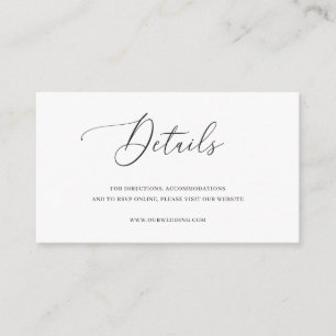 Tarjeta De Recepción Boda blanco y negro elegante clásico simple