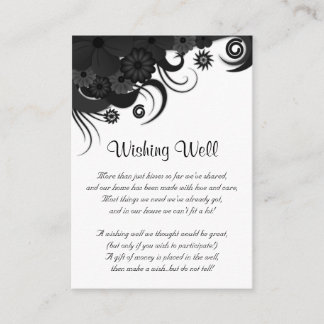 Tarjeta De Recepción Boda blanco y negro floral que desea lo mejor