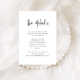 Tarjeta De Recepción Boda blanco y negro moderno | Detalles del invitad