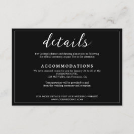 Tarjeta De Recepción Boda blanco y negro moderno y Minimalista