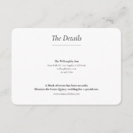 Tarjeta De Recepción Boda blanco y negro ultra Minimalista