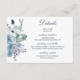 Tarjeta De Recepción Boda Blue Floral Details