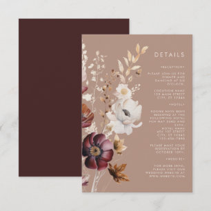 Tarjeta De Recepción Boda Bohemio Floral Fall Taupe