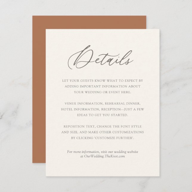 Tarjeta De Recepción Boda Bohemio Moderno Detalles De Invitado Ca (Anverso / Reverso)