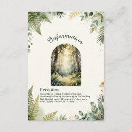 Tarjeta De Recepción boda boho acuarela bosque encantado verde