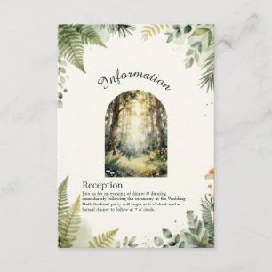 Tarjeta De Recepción boda boho acuarela bosque encantado verde