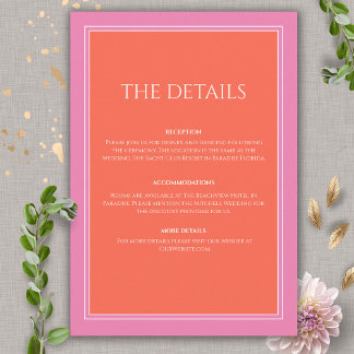 Tarjeta De Recepción Boda Boho de jardín al amanecer en rosa y naranja
