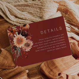 Tarjeta De Recepción Boda Boho de Terracota: Detalles de Otoño Verano