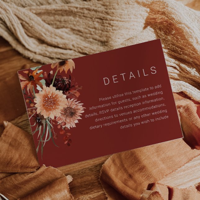 Tarjeta De Recepción Boda Boho de Terracota: Detalles de Otoño Verano (Subido por el creador)