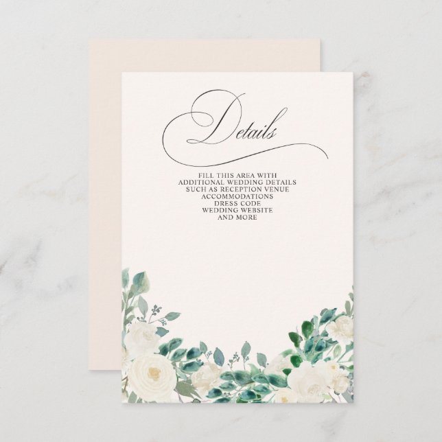 Tarjeta De Recepción Boda boho elegante de verano primavera marfil flor (Anverso / Reverso)