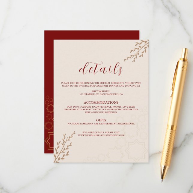 Tarjeta De Recepción Boda Boho Moderno de Terracota Naranja Quemada (Anverso/Reverso In Situ)