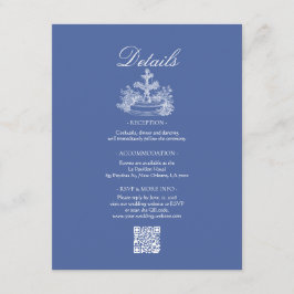 Tarjeta De Recepción Boda Boho Polvo Azul Detalle