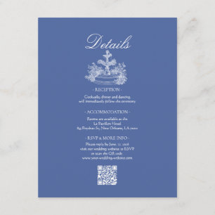 Tarjeta De Recepción Boda Boho Polvo Azul Detalle