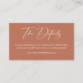 Tarjeta De Recepción Boda Boho Rust Terracota Detalles