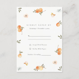 Tarjeta De Recepción Boda Botánica de Cute Naranja Floral Boho RSVP