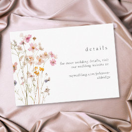 Tarjeta De Recepción Boda Botánica de Flor Silvestre Prensada Minimalis