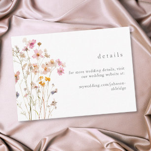 Tarjeta De Recepción Boda Botánica de Flor Silvestre Prensada Minimalis