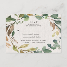 Tarjeta De Recepción Boda botánica de follaje ruidoso RSVP