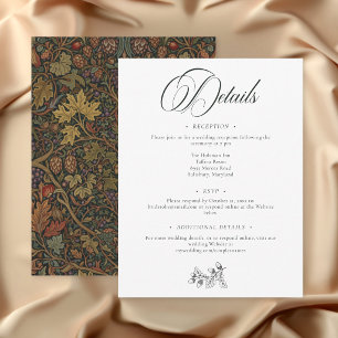 Tarjeta De Recepción Boda Botánica de Otoño en Encantadora Cabaña Vinta