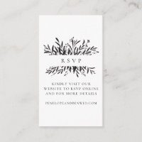 Boda botánica de tinta blanca minimalista RSVP