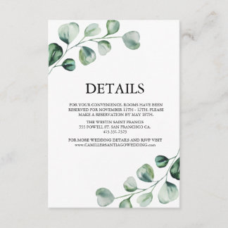 Tarjeta De Recepción Boda Botánica de Verde Elegante