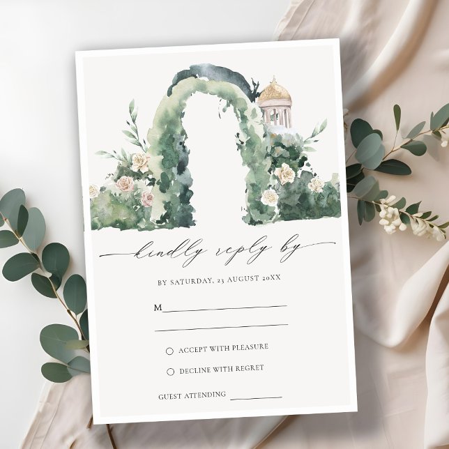 Tarjeta De Recepción Boda Botánica del Arco del Jardín Floral Pastel RS (Subido por el creador)