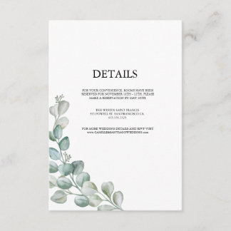 Tarjeta De Recepción Boda Botánica Elegante Vegetación