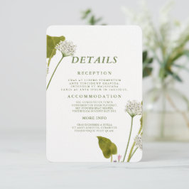 Tarjeta De Recepción Boda Botánica Floral Blanca Elegante