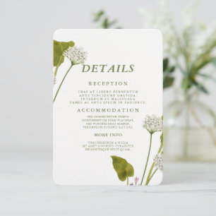 Tarjeta De Recepción Boda Botánica Floral Blanca Elegante