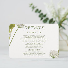 Tarjeta De Recepción Boda Botánica Floral Blanca Elegante