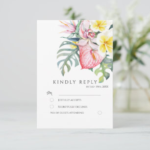 Tarjeta De Recepción Boda Botánica Floral Tropical Colorida