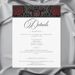 Tarjeta De Recepción Boda Botánica Gótica Vintage Elegante y Melancólic