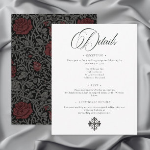Tarjeta De Recepción Boda Botánica Gótica Vintage Elegante y Melancólic