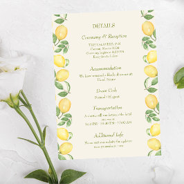 Tarjeta De Recepción Boda Botánica Mediterránea de Citrus y Olivo