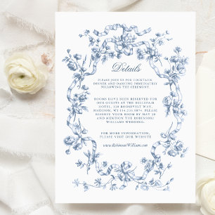 Tarjeta De Recepción Boda Botánica Romántica Chic Rosa Francesa