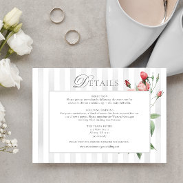 Tarjeta De Recepción Boda Botánica Romántica Rosa Chic Francés