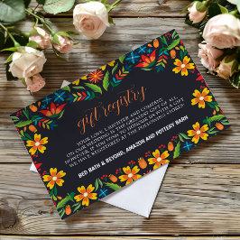 Tarjeta De Recepción Boda botánico colorido de floral negra mexicana