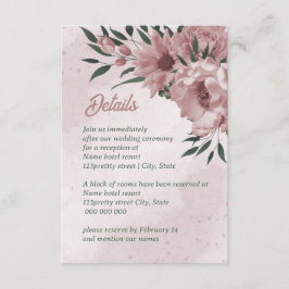Tarjeta De Recepción boda botánico de flores rosadas bonitos