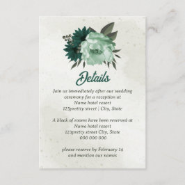 Tarjeta De Recepción boda botánico de flores verdes esmeraldas