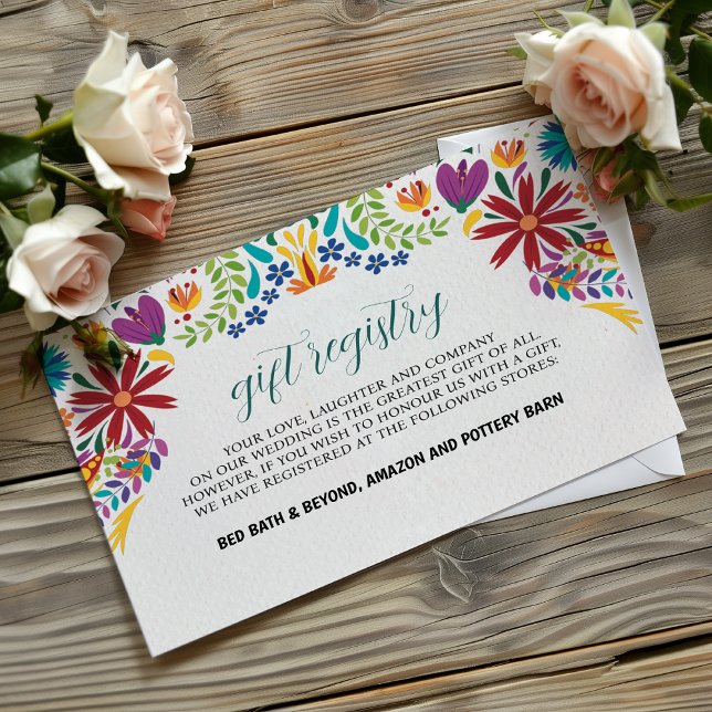 Tarjeta De Recepción Boda botánico de Nuestra Boda (Mexican Nuestra Boda Flowers Botanical Wedding Enclosure Card)