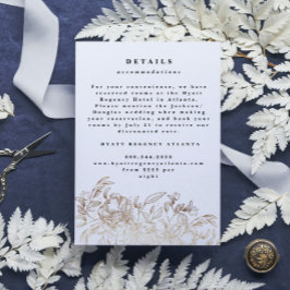 Tarjeta De Recepción Boda botánico dibujado a mano con elegancia blanca