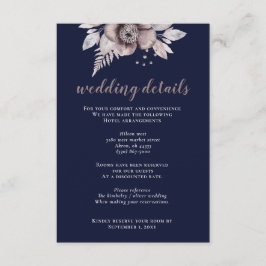 Tarjeta De Recepción Boda botánico floral de la Marina Rusa Mauve