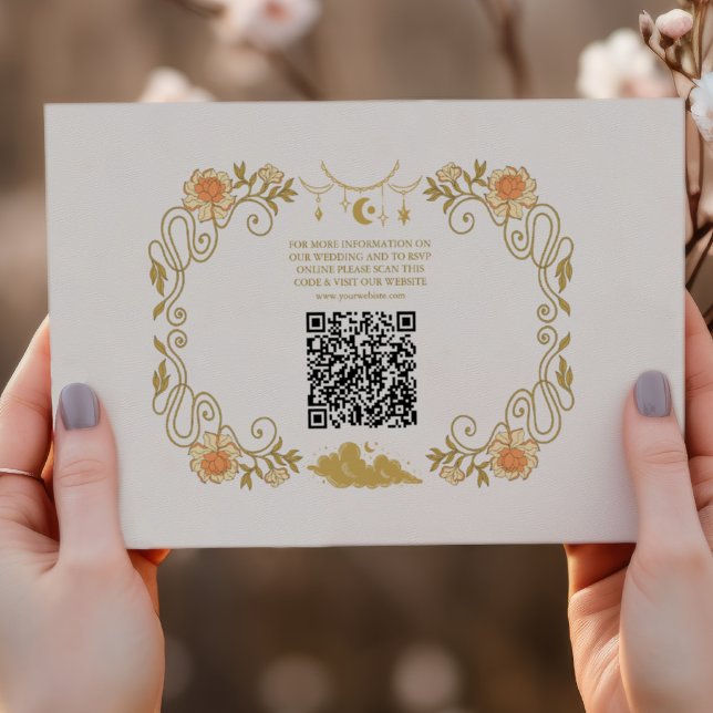 Tarjeta De Recepción Boda botánico místico vintage (Subido por el creador)