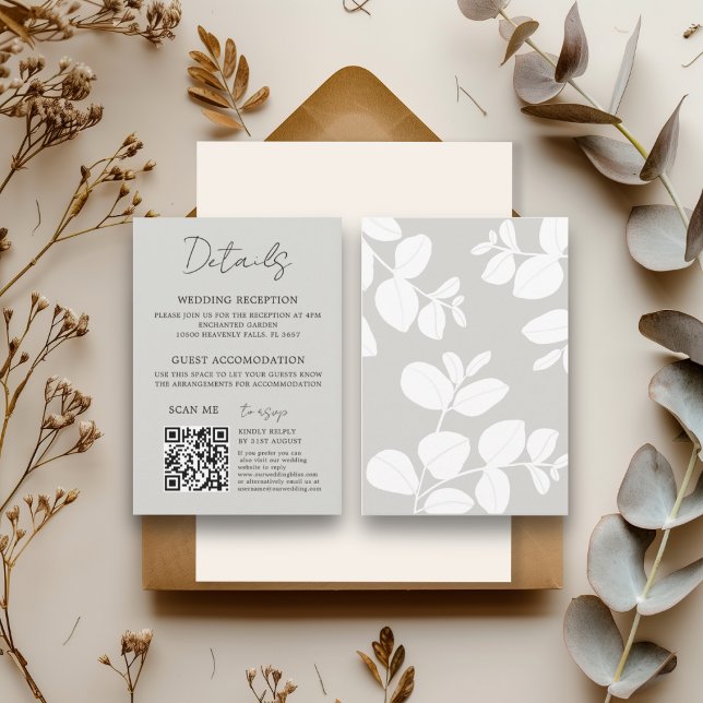 Tarjeta De Recepción Boda botánico moderno de salvia blanda (Subido por el creador)