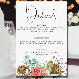 Tarjeta De Recepción Boda Bouquet de color rosa de flores silvestres