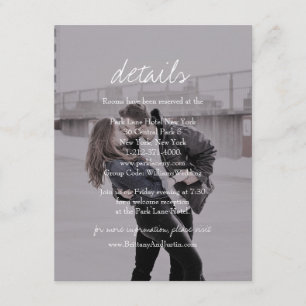 Tarjeta De Recepción Boda Brittany Simple Photo Guest Details