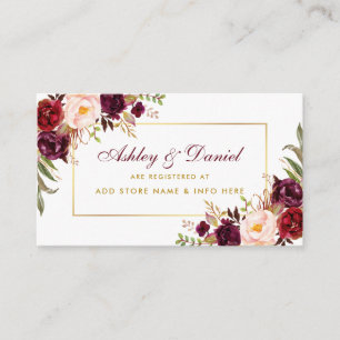 Tarjeta De Recepción Boda Burgundy Floral Registry Insert Card SB